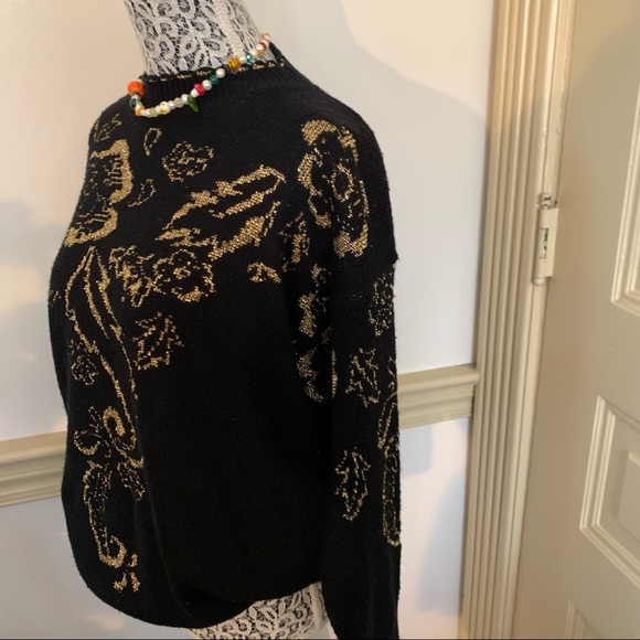 Vintage Black + Gold Crewneck Sweater SZ XL - Picture 8 of 12